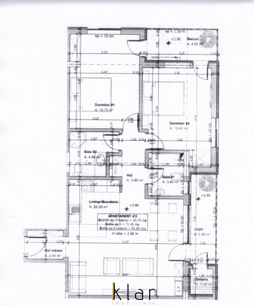 Apartament 3 camere semifinisat, zona Florilor, finalizare 2021