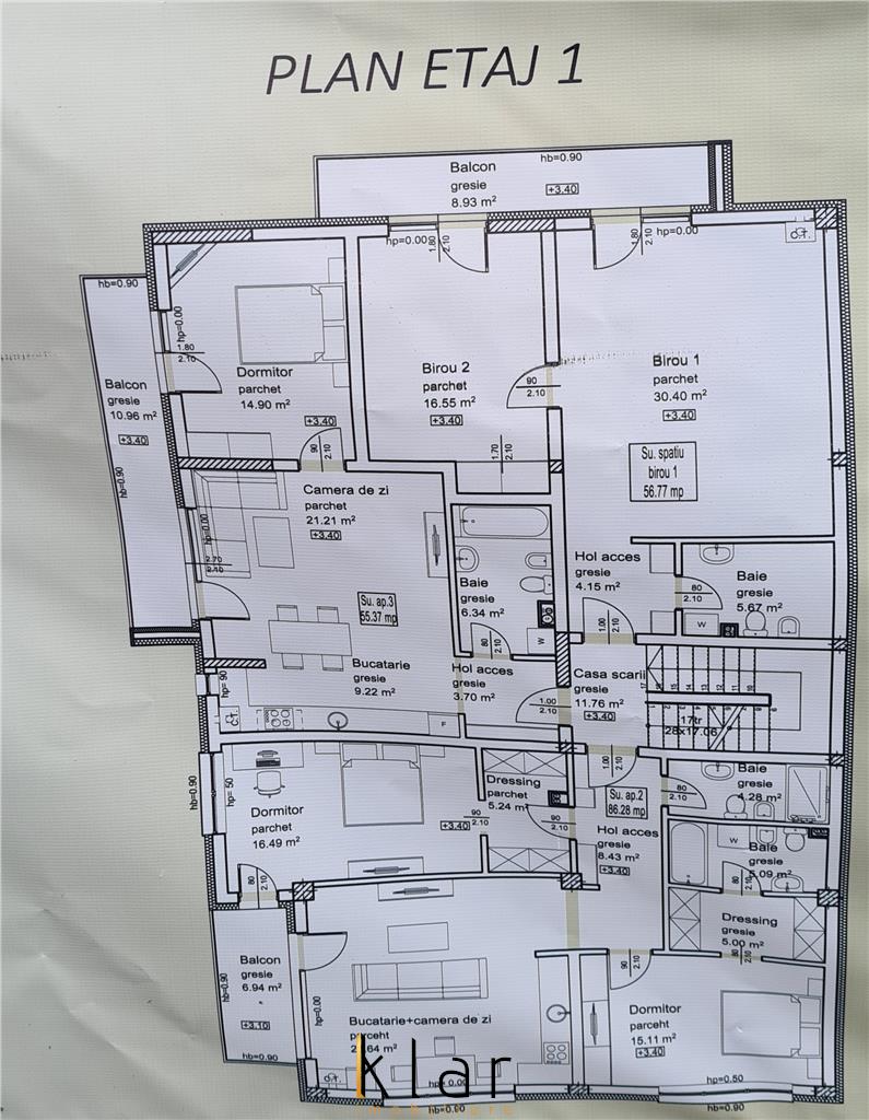 Apartament 3 camere Marasti cu 40 mp terasa