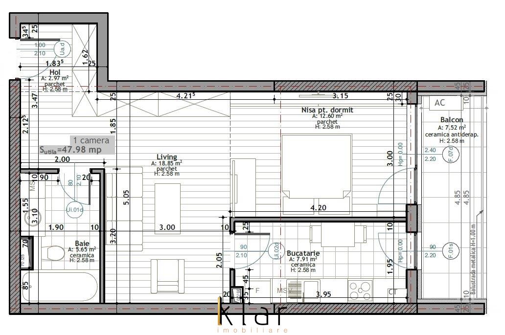 Apartament 47,98mp, bloc nou 2022