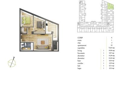 Vanzare apartament 3 camere in bloc nou finalizat, zona Plopilor