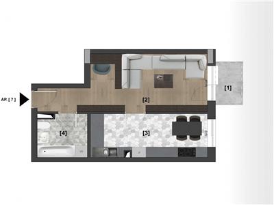 Apartament 2 camere  bloc nou