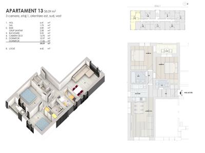 Apartament  3 camere decomandate, semifinisat, zona Somesului!