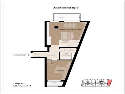 Apartament 2 camere FINISAT 69mp,2 balcoane 15mp, zona Garii