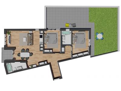 Apartament cu 3 camere, gradina si terasa in zona Vivo!