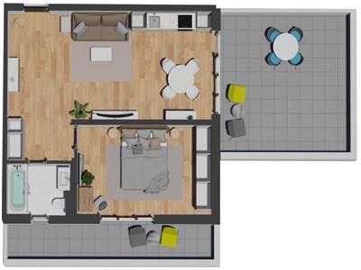 Apartament cu 2 camere si 2 terase in zona Vivo!