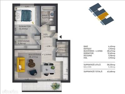 Apartament 2 camere, bloc nou, zona Regal, Baciu!