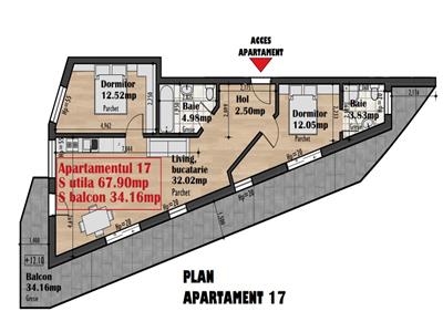 Apartamente 3 camere 67.9mp, terasa 34.16mp, bloc nou, Iris