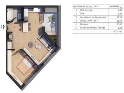 Apartament 3 camere, etaj intermediar, garaj subteran!Zona Vivo!